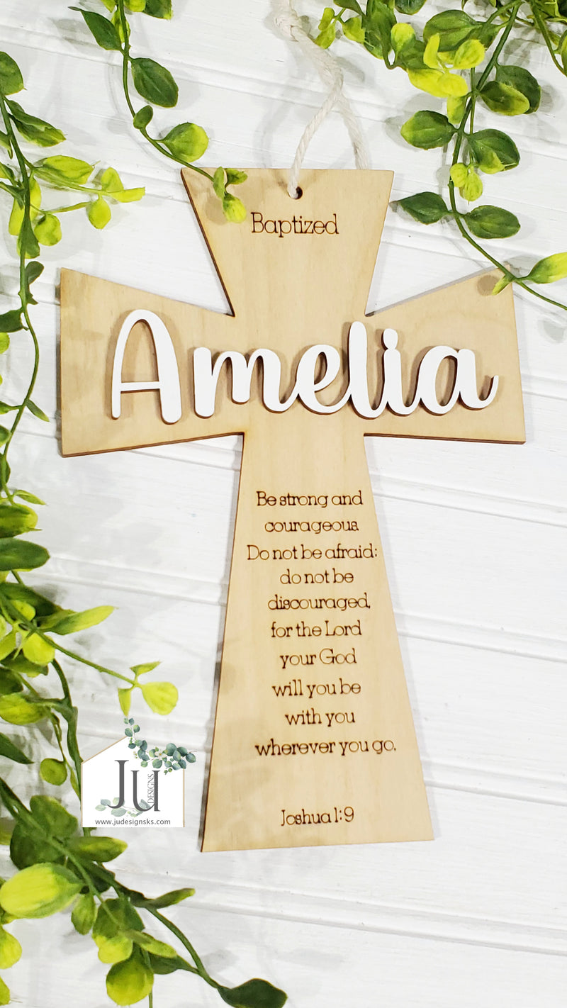 Personalized Baptism Cross Gift