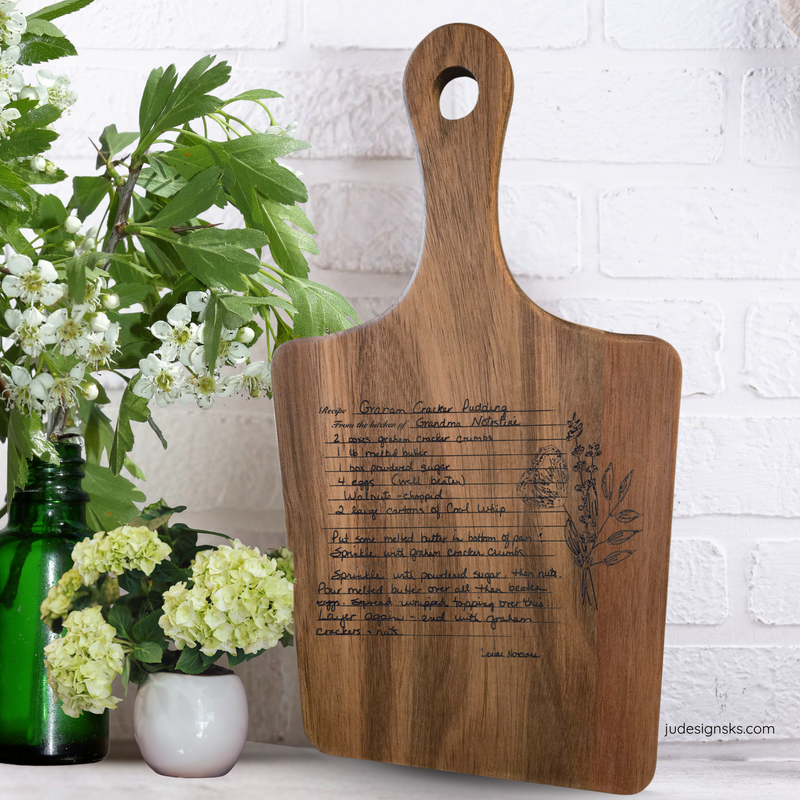 Handwritten Engraved Recipe Cutting Board