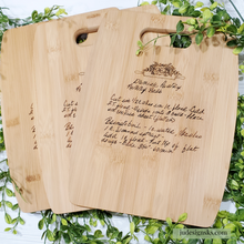 Load image into Gallery viewer, Handwritten Engraved Recipe Cutting Board