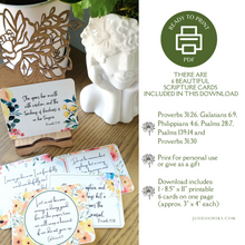 Load image into Gallery viewer, Beautiful ready to print encouraging cards with scripture verses from Jennifer Underwood JU Designs