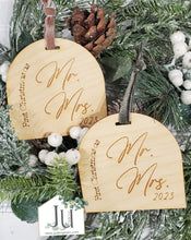 Load image into Gallery viewer, Wood Engraved Arch Christmas Ornaments - Nativity, New Baby, New Home, Mr. & Mrs.