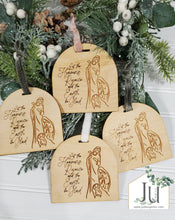 Load image into Gallery viewer, Wood Engraved Arch Christmas Ornaments - Nativity, New Baby, New Home, Mr. & Mrs.