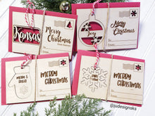 Load image into Gallery viewer, Wood Christmas Card with Ornament