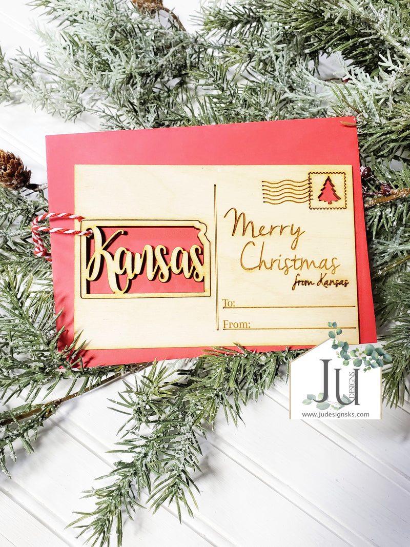 Wood Christmas Card with Ornament