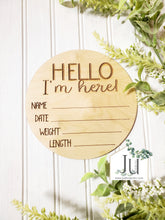 Load image into Gallery viewer, Birth Announcement Wood Sign