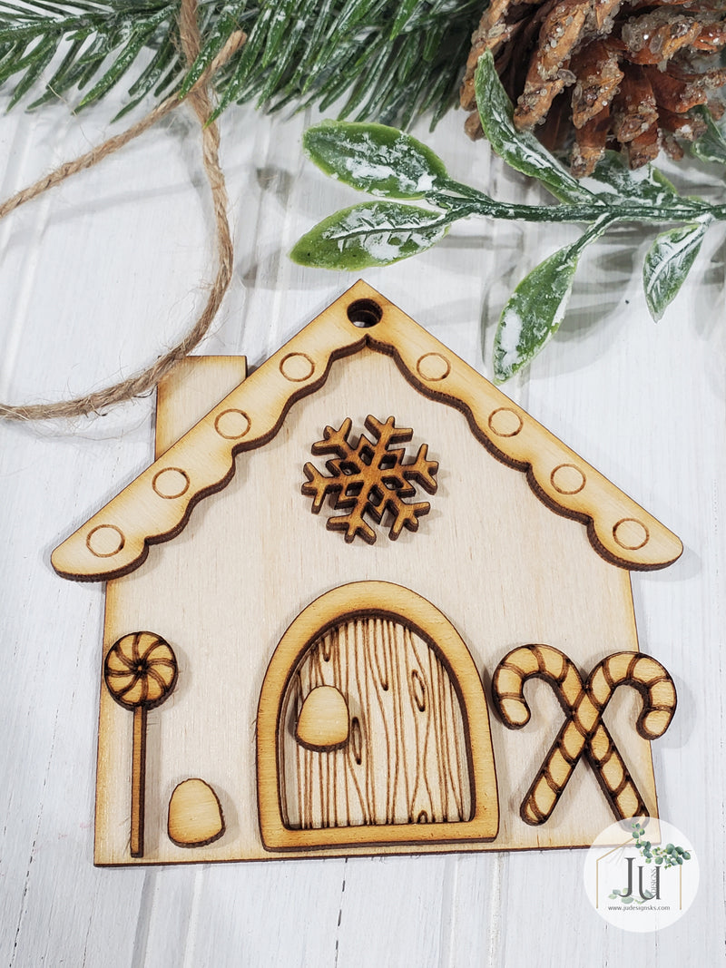 DIY Ornament Kit - Wood Gingerbread House