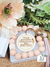 Load image into Gallery viewer, Wristlet Keychain with Engraved Wood Charm