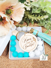 Load image into Gallery viewer, Wristlet Keychain with Engraved Wood Charm