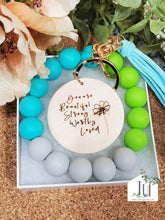Load image into Gallery viewer, Wristlet Keychain with Engraved Wood Charm