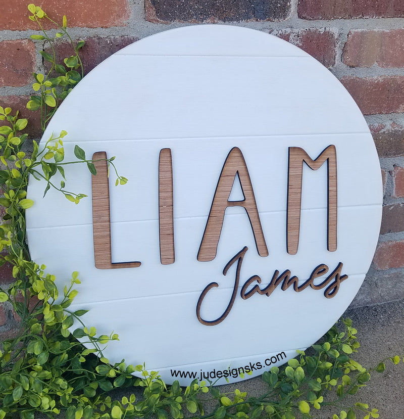 Personalized Wood Round Name Sign