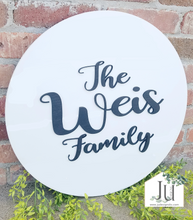 Load image into Gallery viewer, Last Name 14" Wood Round Personalized Sign