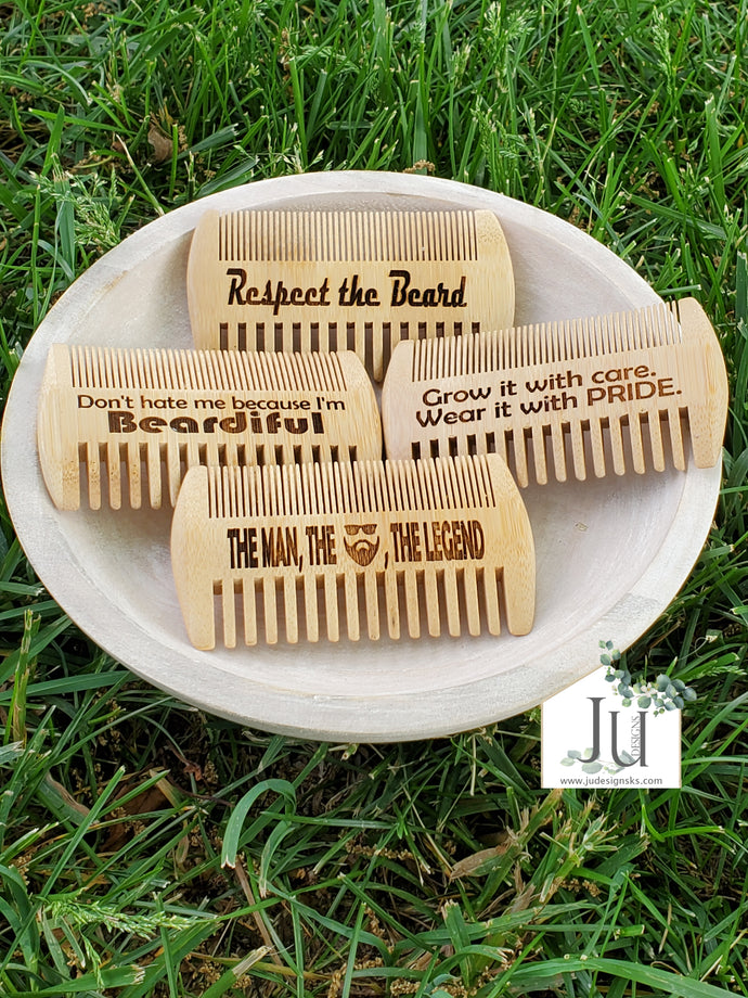 Engraved Wood Beard Combs