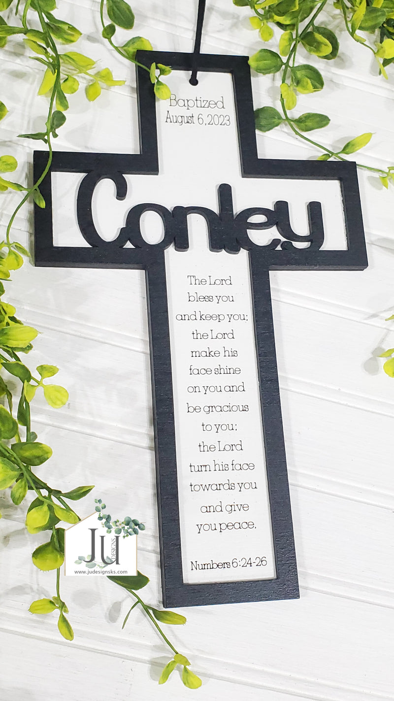 Personalized Baptism Cross Gift