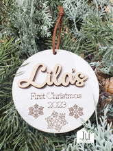 Load image into Gallery viewer, Baby&#39;s First Christmas 3D Personalized Wood Ornament
