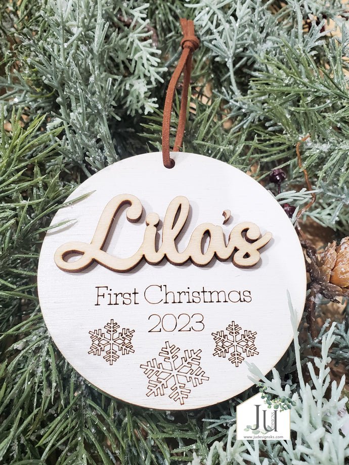 Baby's First Christmas 3D Personalized Wood Ornament