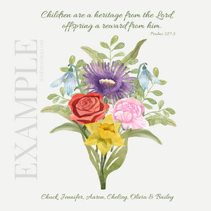Printable Digital Art - Personalized Birth Month Flower Bouquet Designs