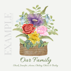 Printable Digital Art - Personalized Birth Month Flower Bouquet Designs