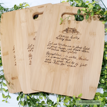 Load image into Gallery viewer, Handwritten Engraved Recipe Cutting Board
