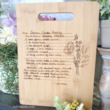 Load image into Gallery viewer, Handwritten Engraved Recipe Cutting Board
