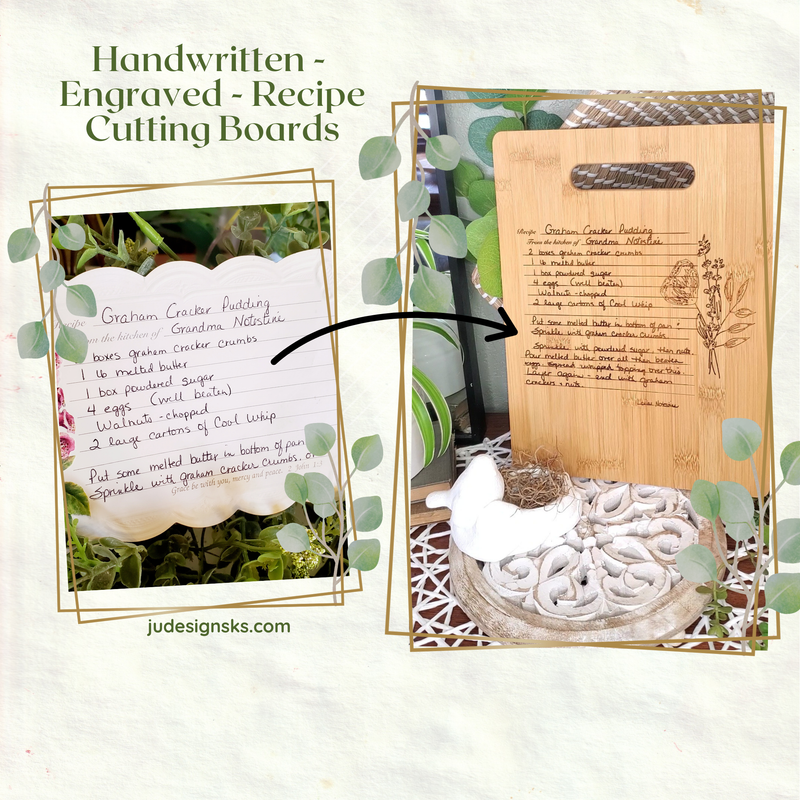 Handwritten Engraved Recipe Cutting Board