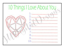 Load image into Gallery viewer, Digital Cut File - 10 Things I Love About You with Heart
