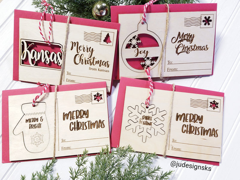 Wood Christmas Card with Ornament
