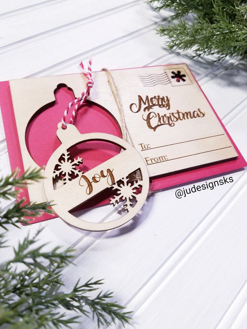 Wood Christmas Card with Ornament
