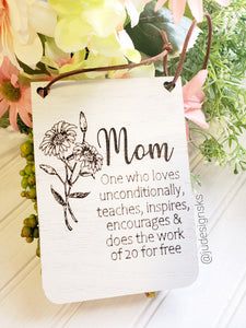 Mom Wood Banner Signs