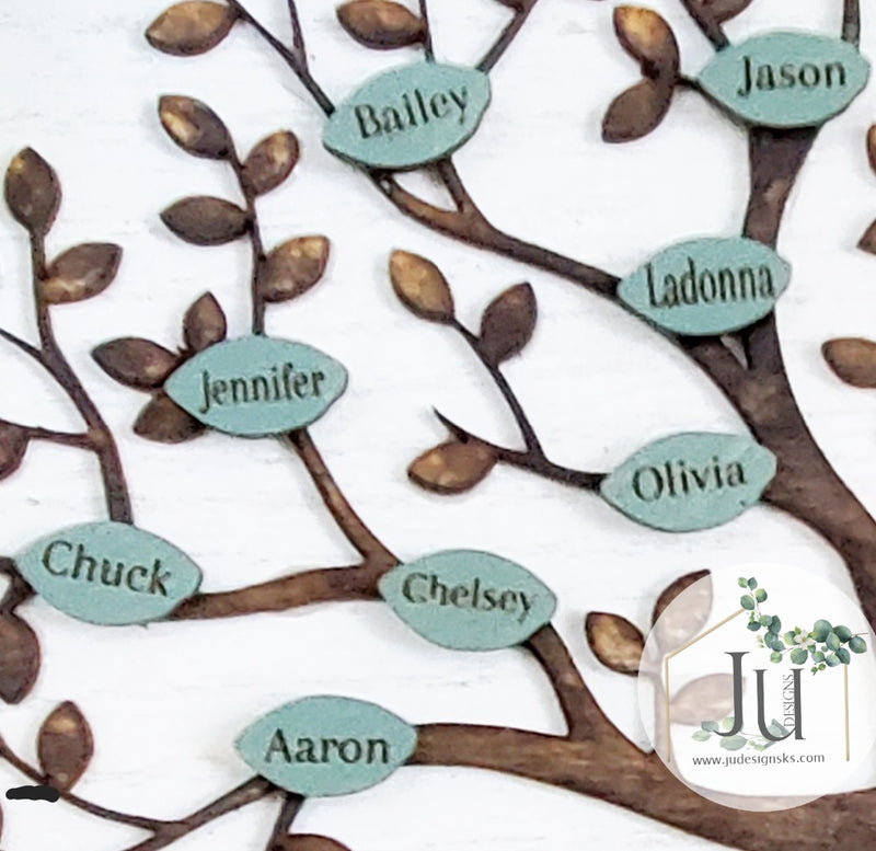 Personalized Family Tree Framed Wood Sign