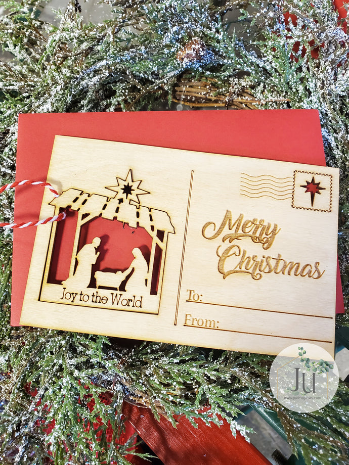 Wood Christmas Card with Ornament