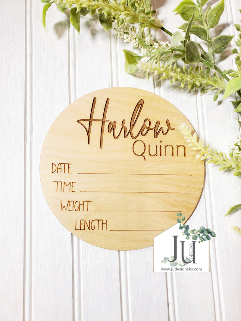Birth Announcement Wood Sign
