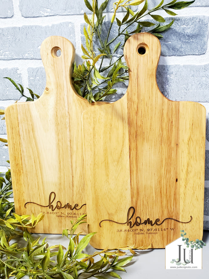 Engraved Cutting Board - Home Coordinates