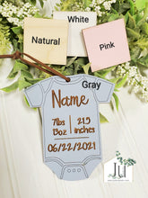 Load image into Gallery viewer, Birth Announcement Wood Ornament/Tag
