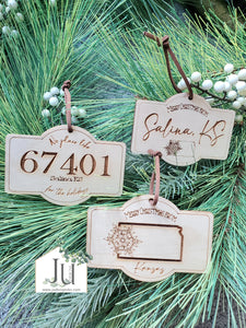 Wood Christmas Ornaments - 67401 + Salina, KS + Kansas