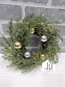Festive Gold and Silver Pine Candle Ring + Wreath