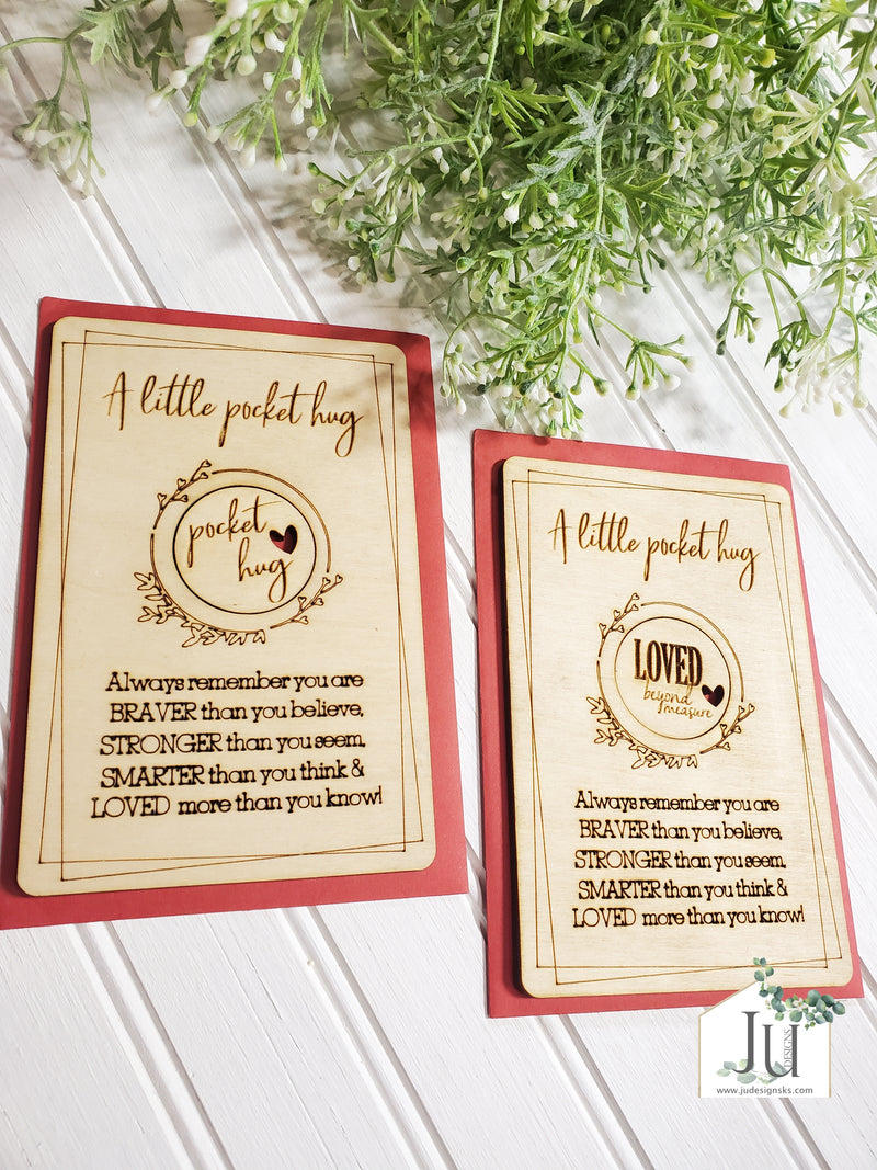 Wood Pocket Hug Card with Wooden Token