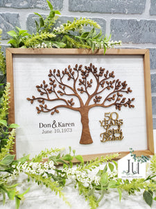 Personalized Family Tree Framed Wood Sign