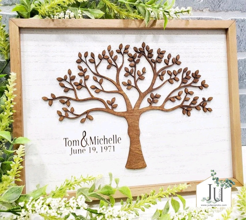 Personalized Family Tree Framed Wood Sign