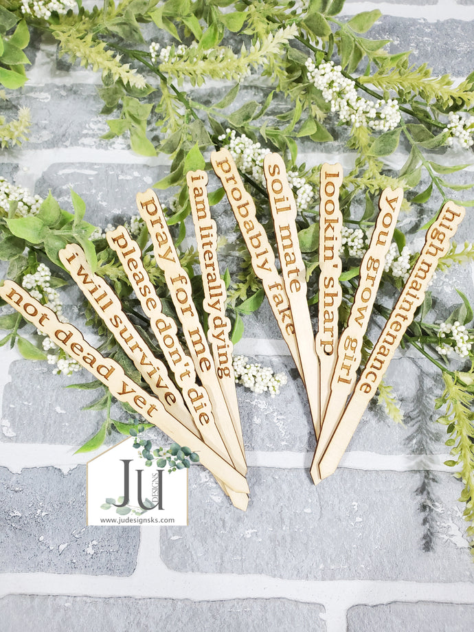 Funny Wood Plant Markers and Plant Stakes
