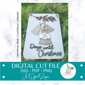 Digital Laser Cut File - Christmas Bells Countdown Calendar