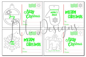 Digital Cut File - Christmas Postcard with Ornaments