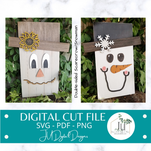 Digital Cut Files - Double sided Scarecrow Snowman