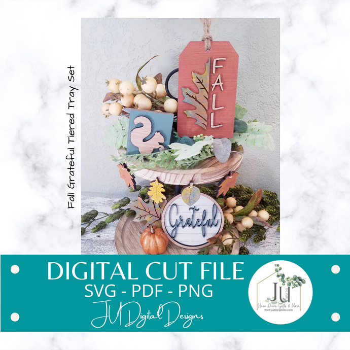 Digital Cut Files - Fall Grateful Tiered Tray Set