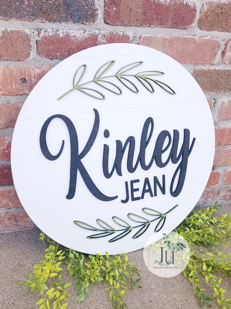 Personalized Wood Round Name Sign