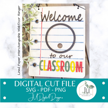 Load image into Gallery viewer, Digital Laser Cut File - Classroom Interchangeable Hanging Sign
