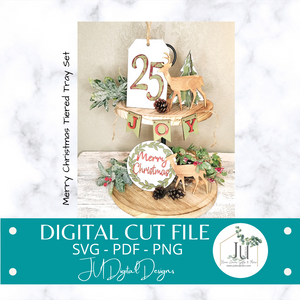 Digital Cut Files - Merry Christmas Tiered Tray Set