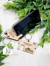 Load image into Gallery viewer, Personalized Wood Keychain with Phone Stand
