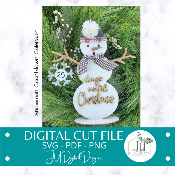 Digital Laser Cut File - Snowman Countdown Calendar