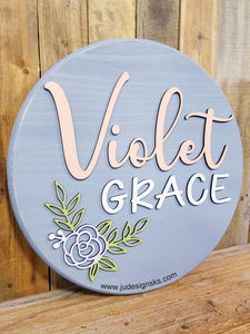 Personalized Wood Round Name Sign