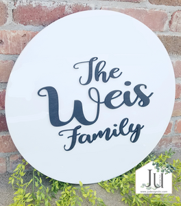 Last Name 14" Wood Round Personalized Sign